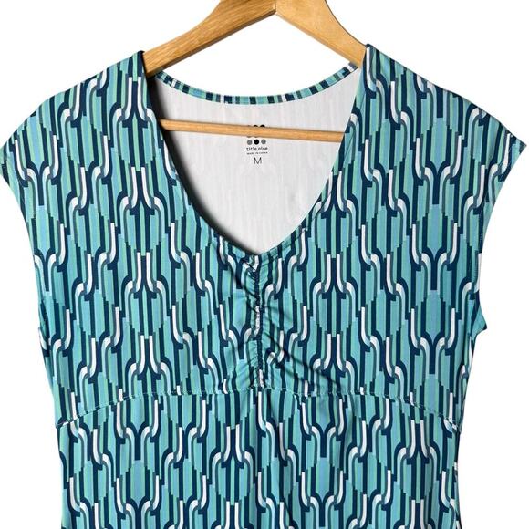 Title Nine Diamalete Athletic Dress in‎ Turquoise Blue Geo Print, Size Medium - Picture 3 of 10